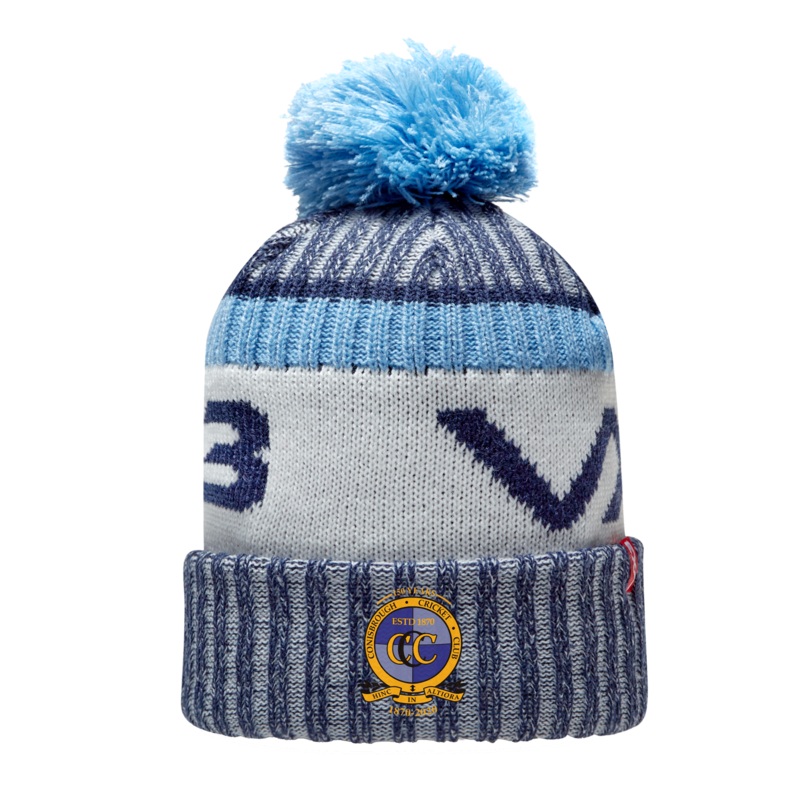 Conisbrough CC Marl Bobble Hat Navy/Sky/Antique White
