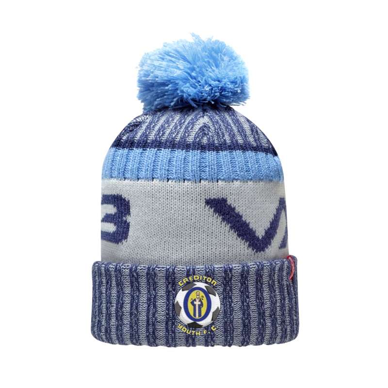 Crediton Youth FC Fleece-Lined Bobble Hat Navy/Sky