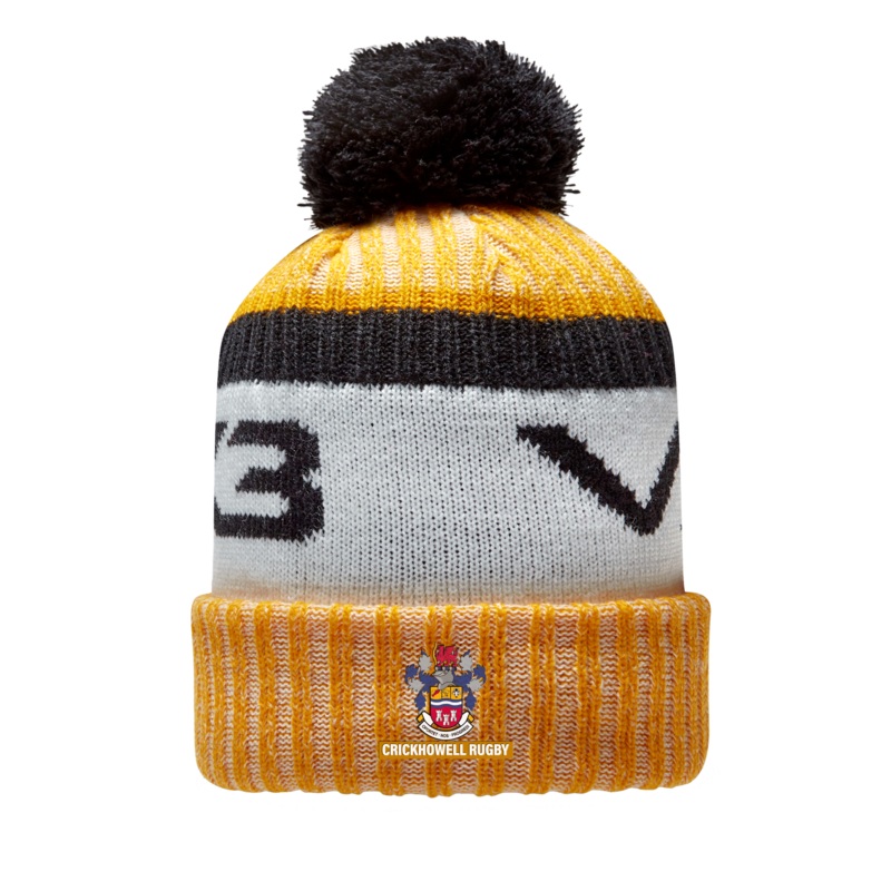 Crickhowell RFC Marl Bobble Hat Amber/Antique White/Black