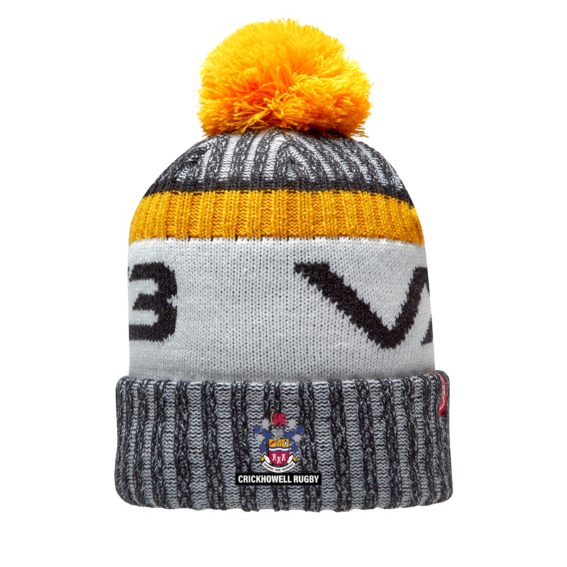 Crickhowell RFC Marl Bobble Hat Black/Amber/White