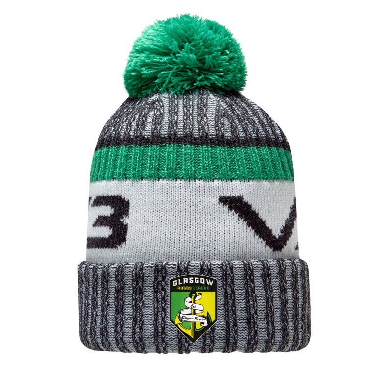 Glasgow Rugby League Marl Bobble Hat Black/White/Emerald