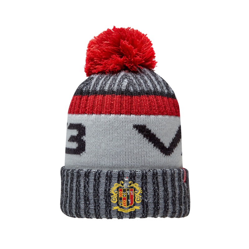 Glynneath RFC Fleece-Lined Bobble Hat Black/Red/Antique