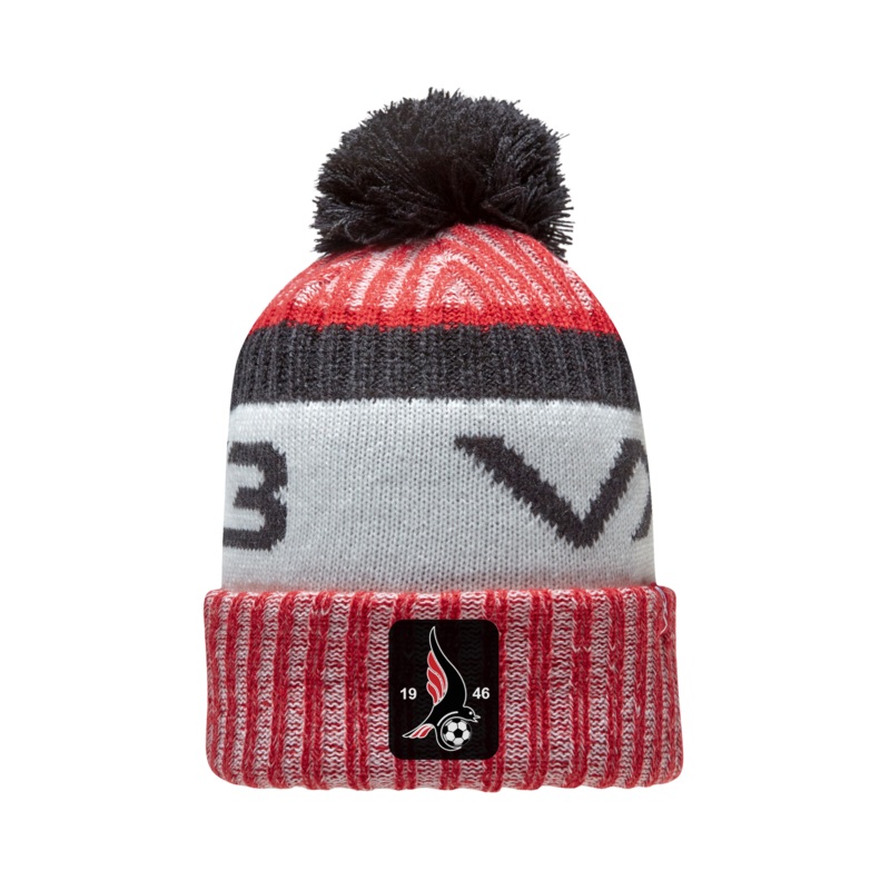 Lucas Cwmbran FC Marl Bobble Hat Red/Black