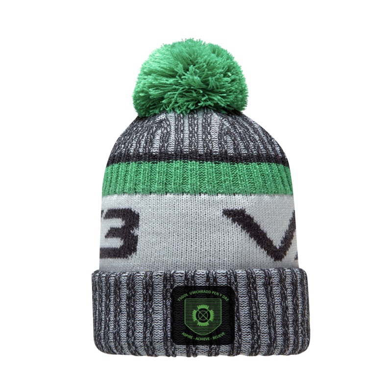 Pen y Dre School Marl Bobble Hat Black/Emerald