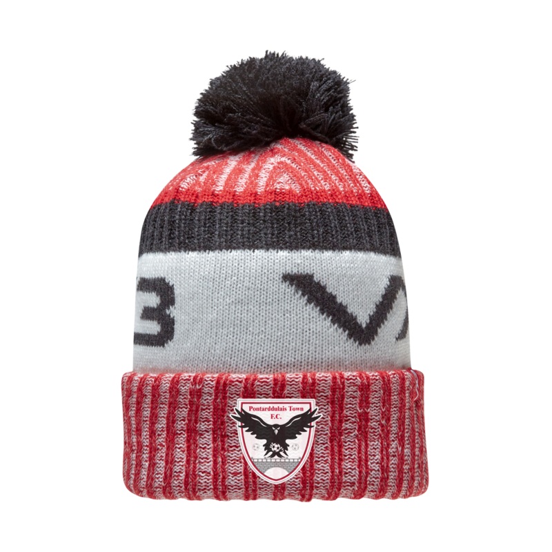 Pontarddulais Town FC Marl Bobble Hat Red