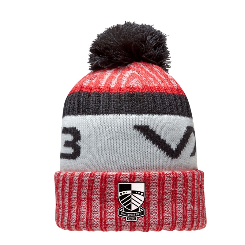 Pontypridd RFC Marl Bobble Hat Red/Black/Antique White