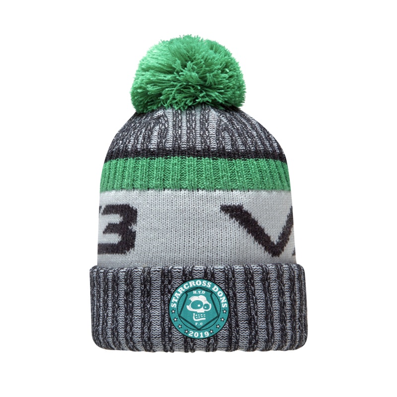 Starcross Dons FC Black/Emerald Fleece-Lined Bobble Hat