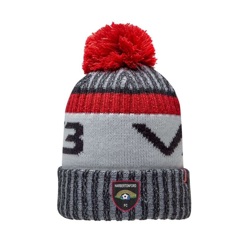 Harbertonford FC Black/Red Fleece-Lined Bobble Hat