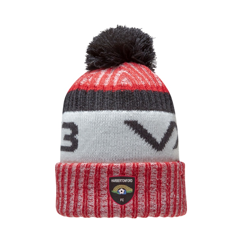 Harbertonford FC Red/Black Fleece-Lined Bobble Hat