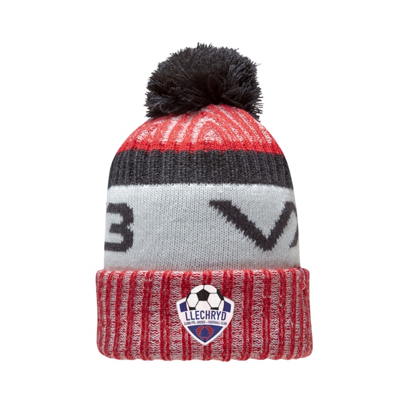 Llechryd FC Fleece-Lined Bobble Hat Red/Black