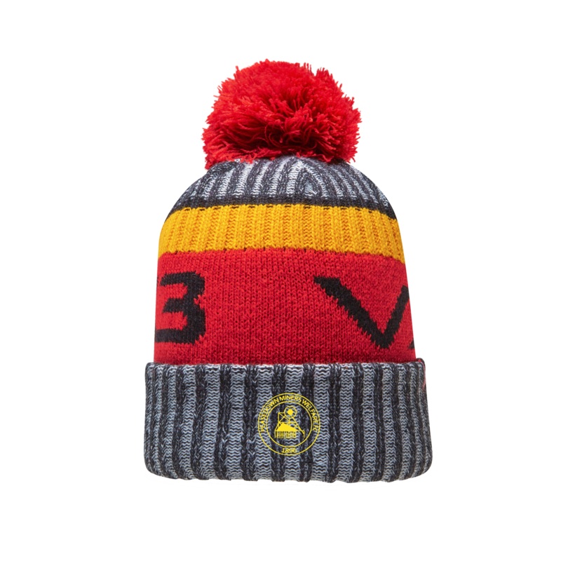 Peasedown Miners Welfare FC Fleece-Lined Bobble Hat Black/Amber/Antique