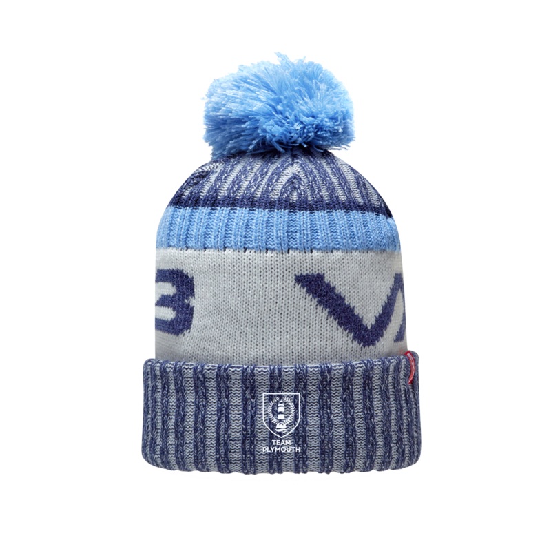 Plymouth University Men's Rugby Fleece-Lined Bobble Hat Navy/Sky/Antique