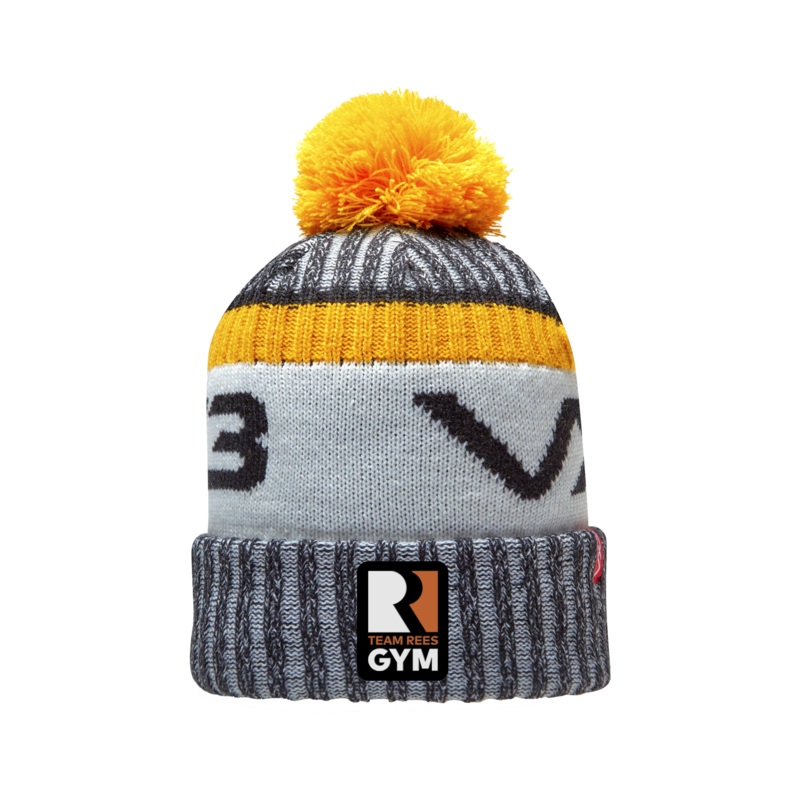 Team Rees Gym Black/Amber Fleece-Lined Bobble Hat