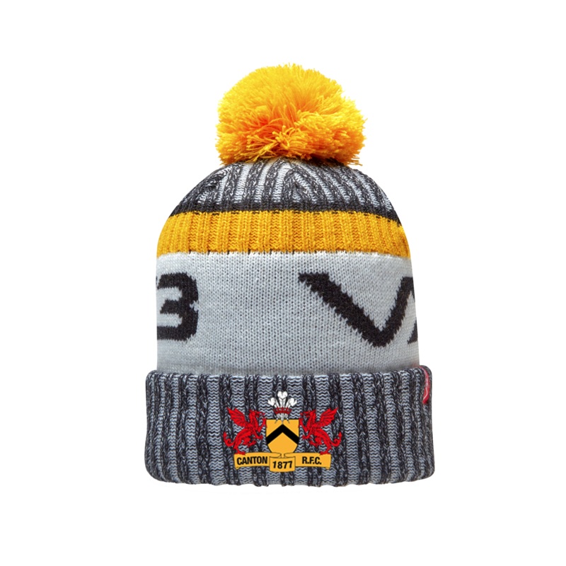 Canton RFC Fleece-Lined Bobble Hat Black/Amber/Antique