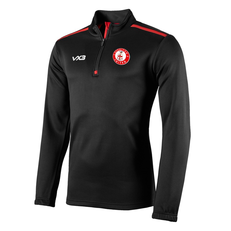 Redditch United FC Fortis Quarter Zip Sweat - Black/Red