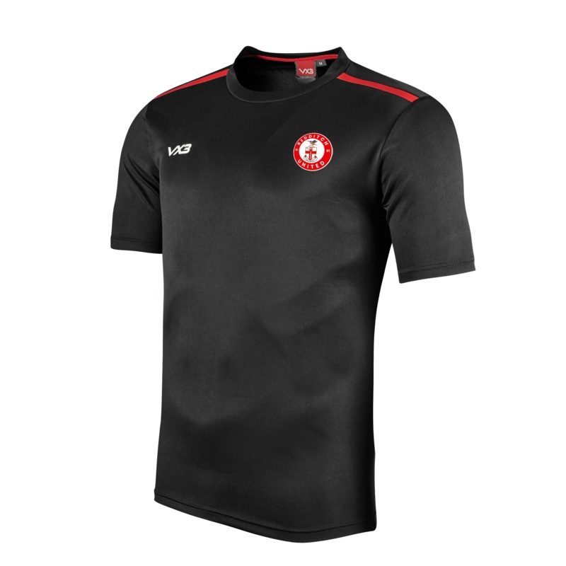 Redditch United FC Fortis Youth Tee - Black/Red