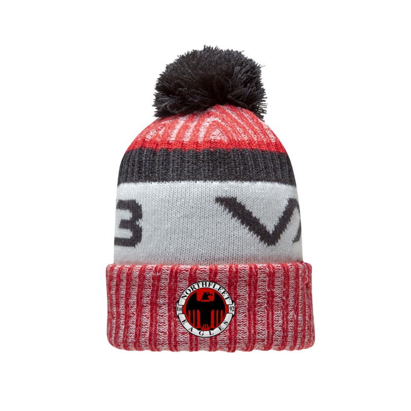 Northfleet Eagles FC Fleece-Lined Bobble Hat Red/Black/Antique