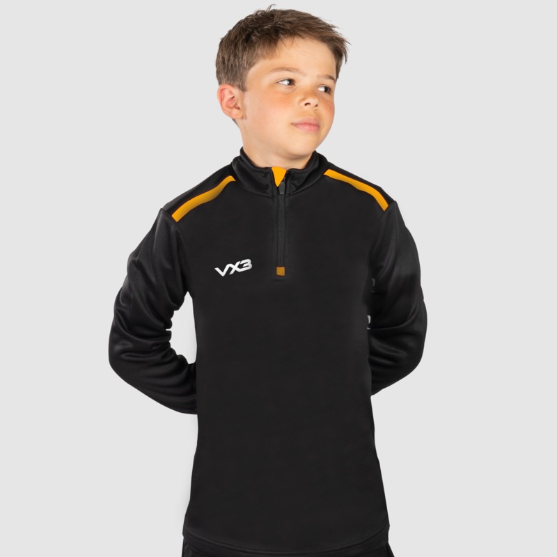 Fortis Youth Quarter Zip Sweat Black/Amber