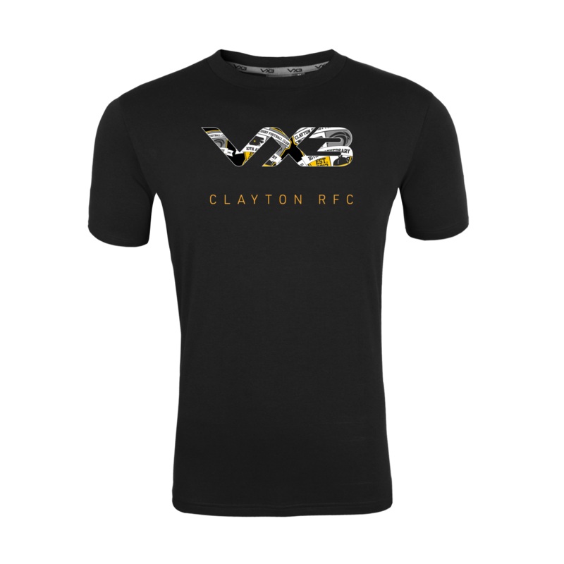 Clayton Rugby Club Black Invicta Club Tee - Crest