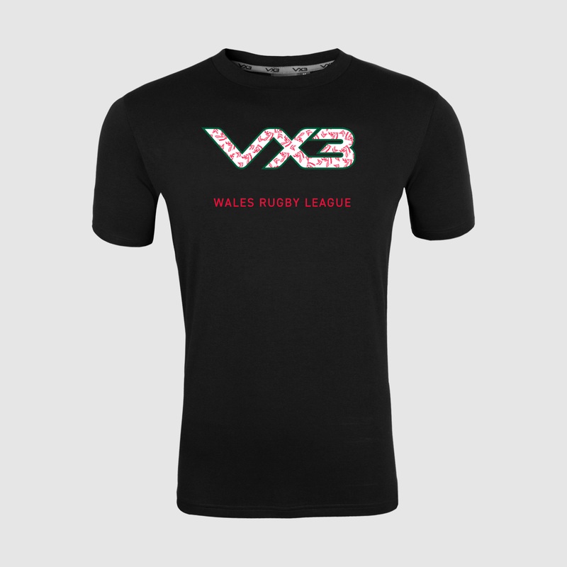 Wales Rugby League Black Invicta Club Tee - Crest Design