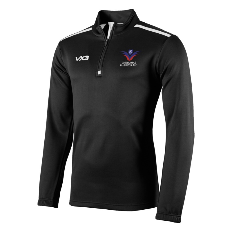 Trethomas Bluebirds FC Black Fortis Youth Quarter Zip Sweat