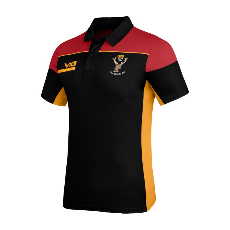 Cinderford RFC M&J Opus Polo - Black Red Amber