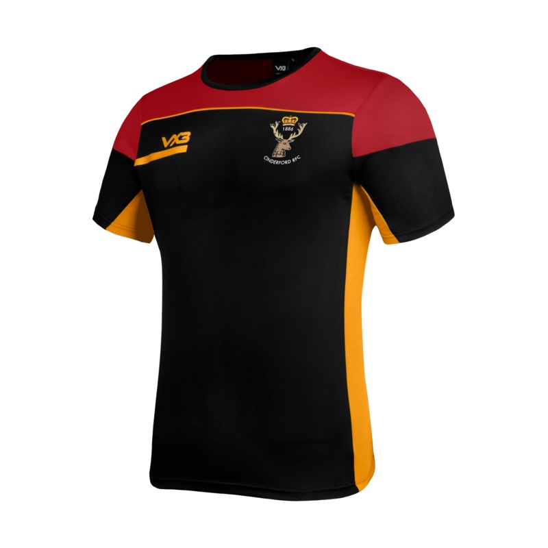 Cinderford RFC M&J Opus Tee - Black Red Amber