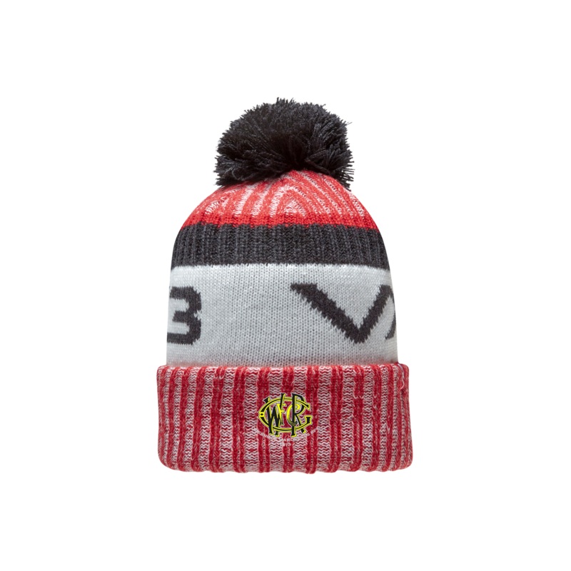 Greenock Wanderers RFC Fleece-Lined Bobble Hat Red/Black/Antique