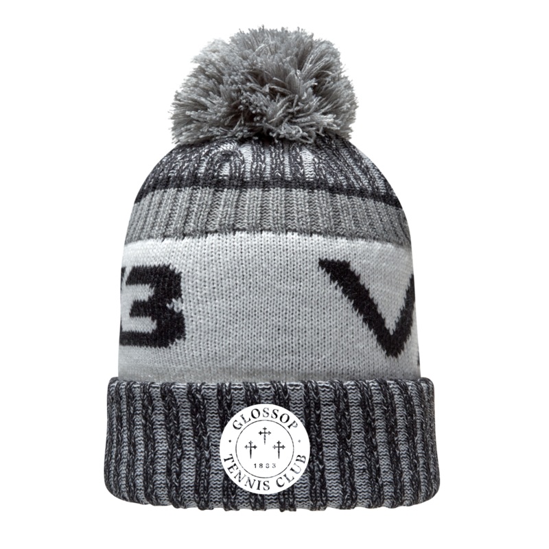 Glossop Tennis Club Fleece-Lined Bobble Hat Black/Dark Grey/Antique