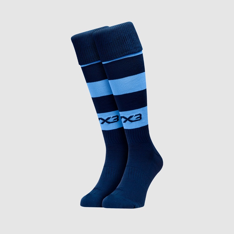 Youth Hooped Playing Socks Navy/Sky