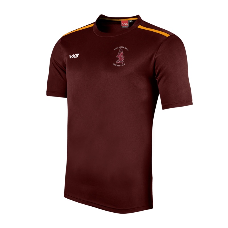 Doncaster Town Cricket Club Fortis Tee Maroon/Amber
