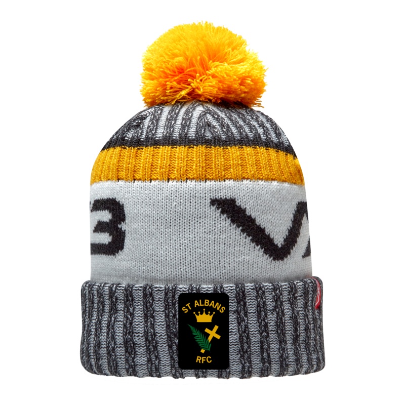 St Albans RFC Black/Amber Fleece-Lined Bobble Hat