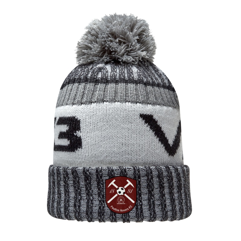 Paulton Rovers Ladies Fleece-Lined Bobble Hat Black/Dark Grey/Antique