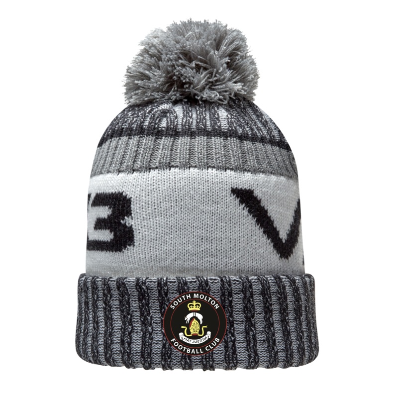 South Molton FC Fleece-Lined Bobble Hat Black/Dark Grey/Antique