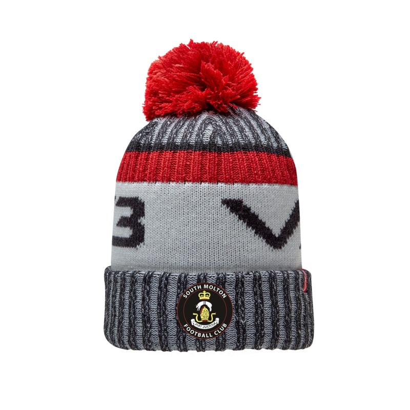 South Molton FC Fleece-Lined Bobble Hat Black/Red/Antique