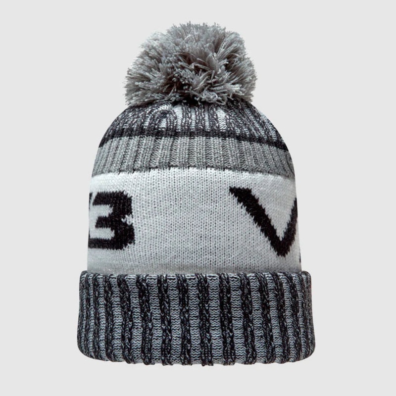 Stretford High School -  Fleece-Lined Bobble Hat Black/Dark Grey/Antique