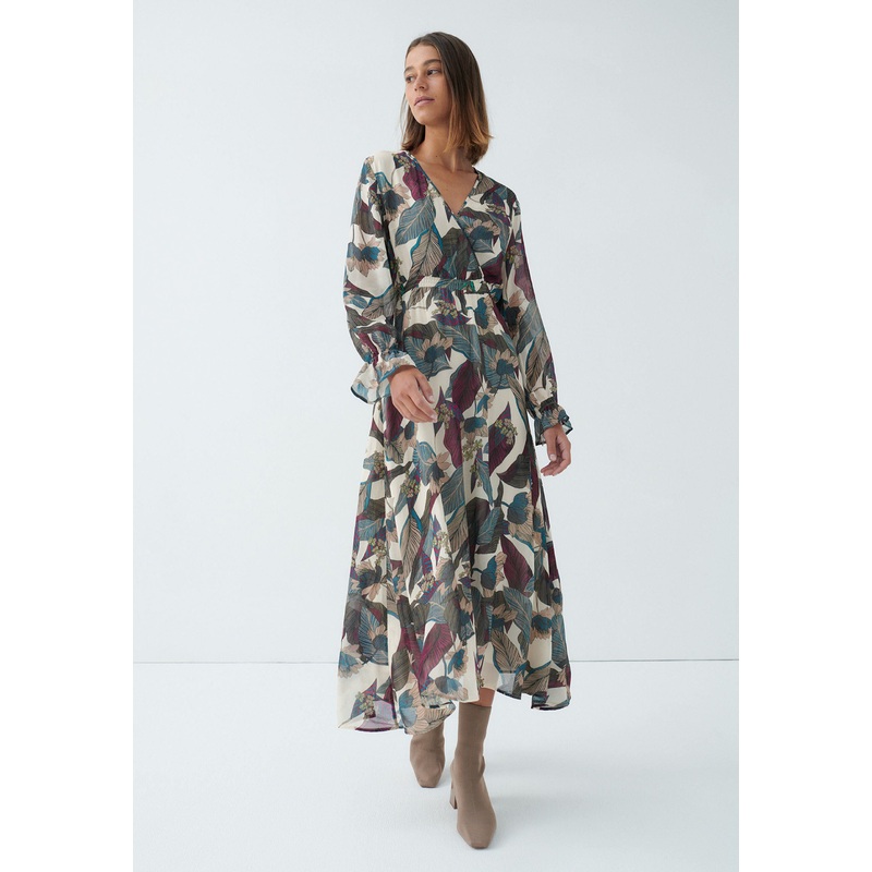 Multi-Color Long Sleeve Maxi Dress