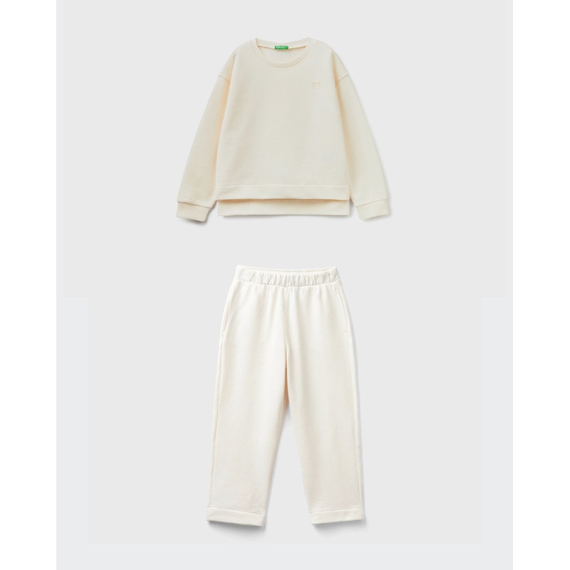 Organic Cotton Sweatshirt Tracksuit With "Be" Embroidery