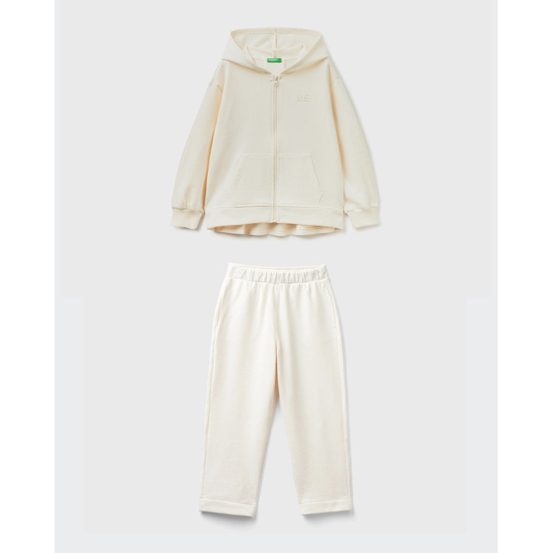 100% Cotton Zip-Up Sweatshirt Tracksuit With "Be" Embroidery