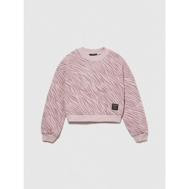 Animal Pattern Cropped Sweatshirt