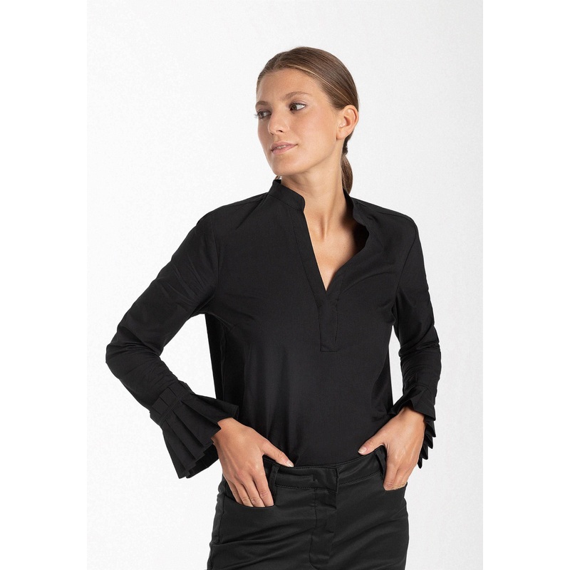 Black Blouse With Pleats