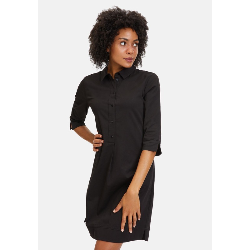 Black Short Sleeve Button-Down Shirt Dress
