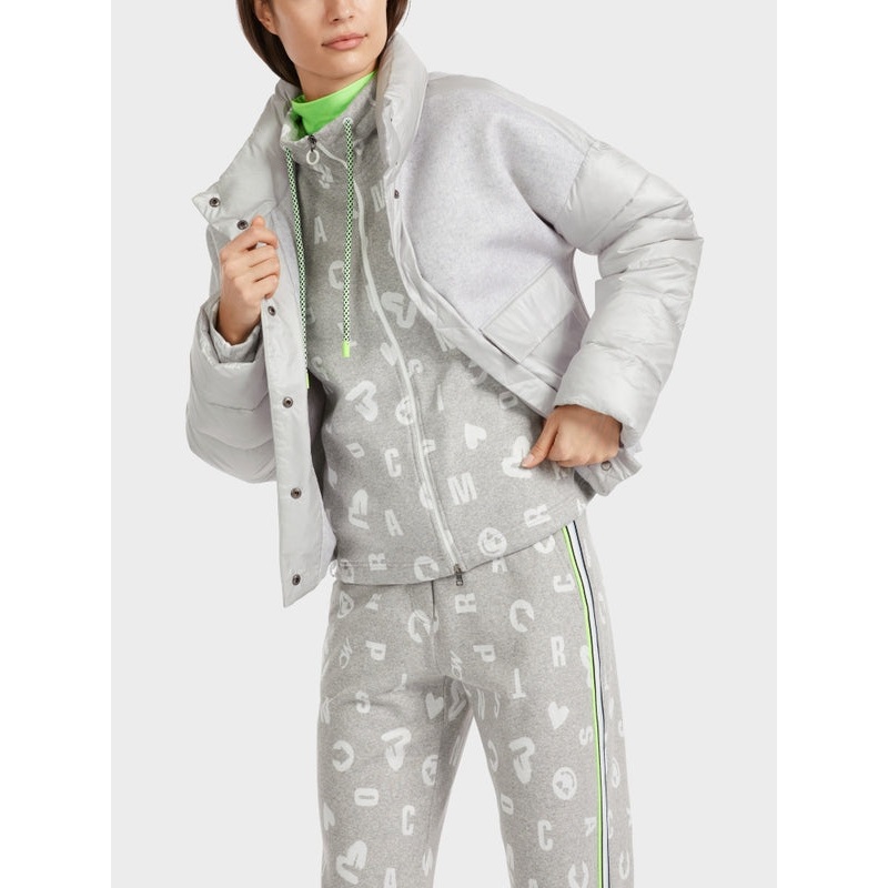 Grey Puffer Jacket With Pockets