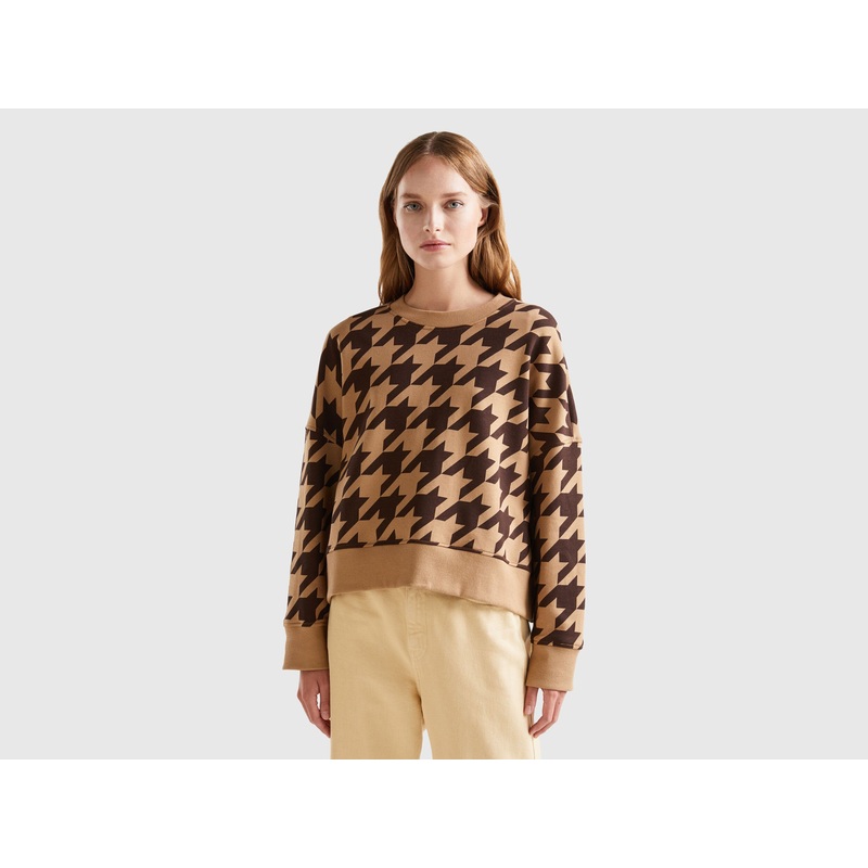 Houndstooth Pullover Sweatshirt