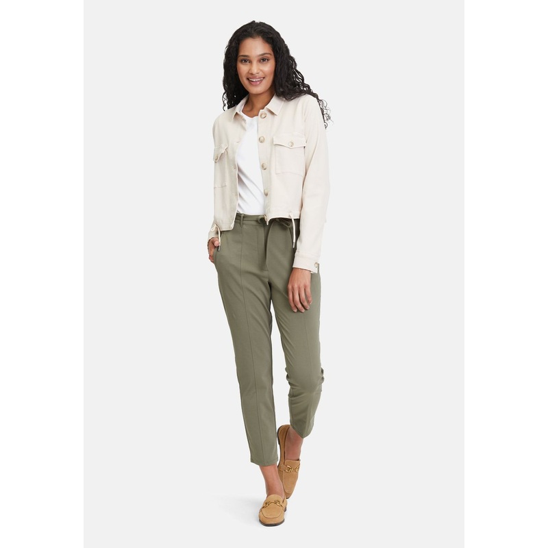Khaki Green Belted Dress Trousers