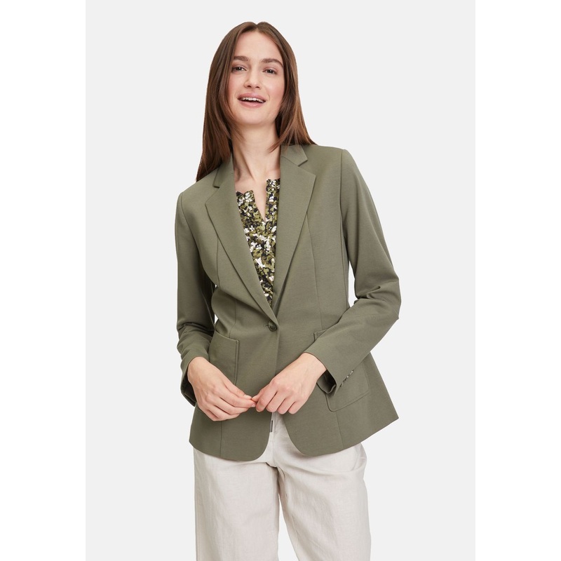 Khaki Green Classic Blazer With Pockets