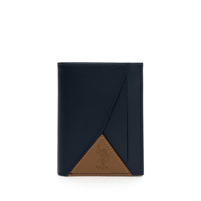Navy Blue And Brown Wallet