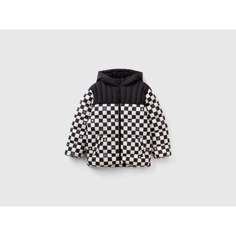 Padded Jacket With Checkered Print