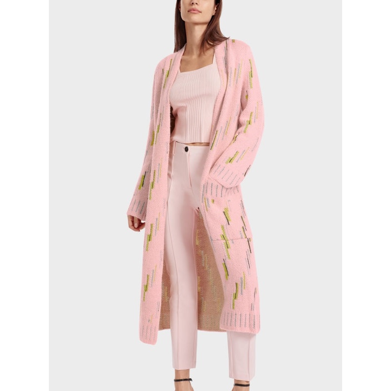 Pink Woollen Loose Fit Buttonless Coat