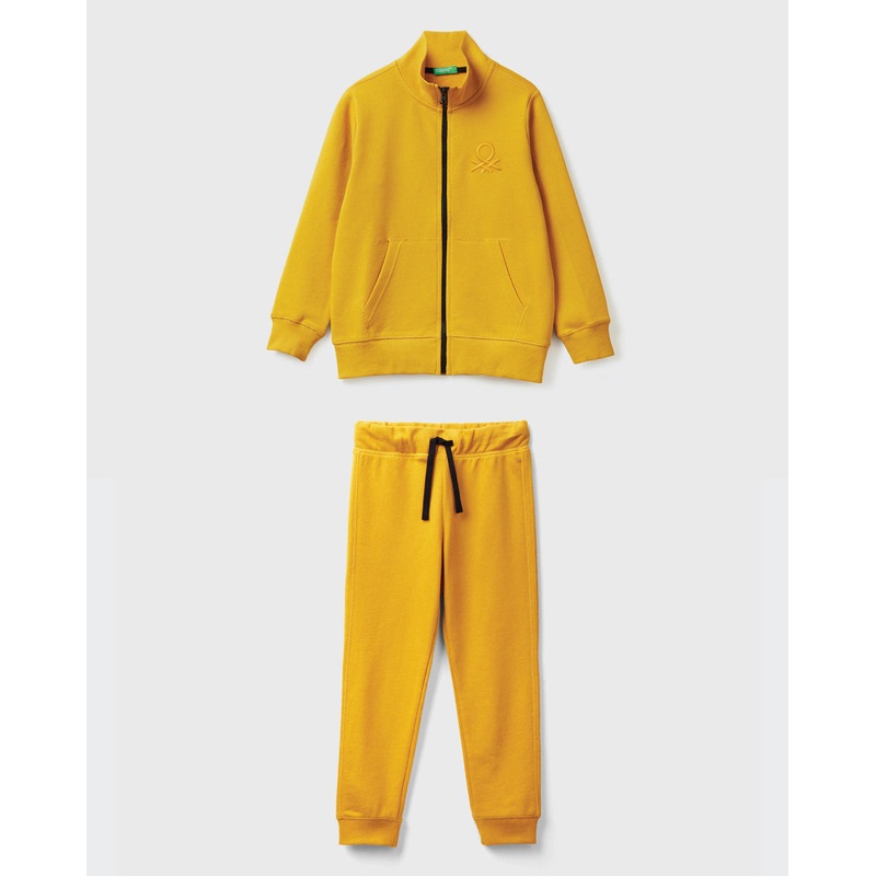 Pure Cotton Zip-Up Sweatshirt Tracksuit With Logo